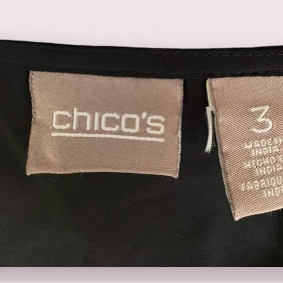 Chicos V-neck embroidered tunic black tassels size XL/16 - Picture 6 of 10